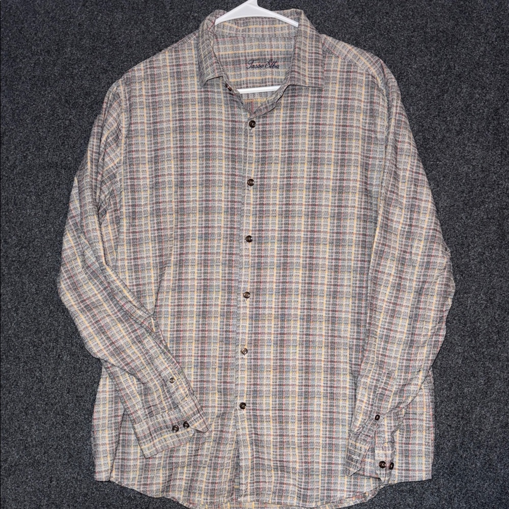 Tasso Elba Multicolor Plaid Button-Down Shirt